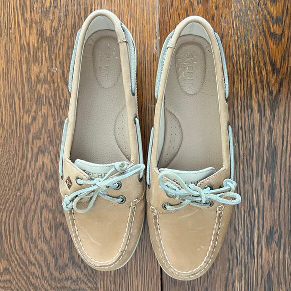 Sperry Top Sider Angelfish Linen Oat Beige Women Memory Foam Boat Shoes: Sz 9.5 - Picture 2 of 10